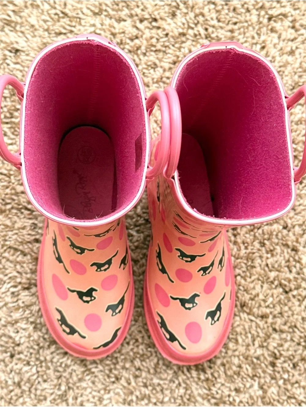 Blazin Roxx Girls Pink Horse Polka Dot Rain Boots Size XS 10/11
